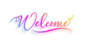 stylish welcome lettering banner join with joy and happiness